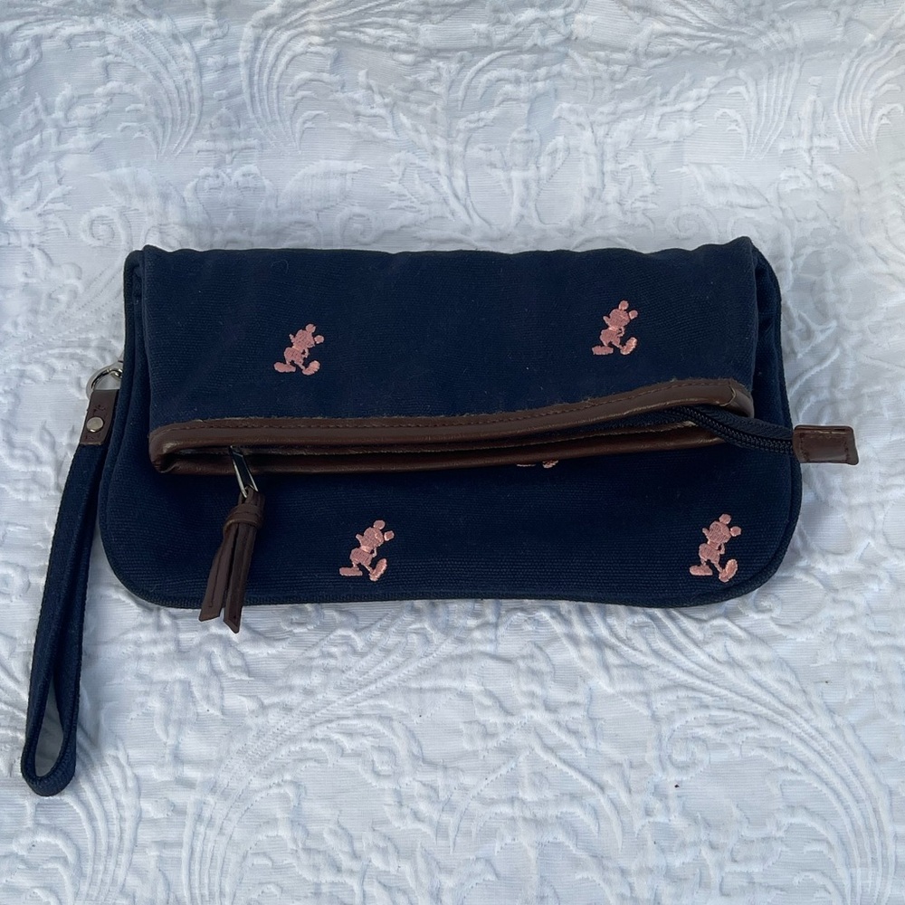 Walt Disney World Mickey fold over wristlet clutch 9 " x 6"